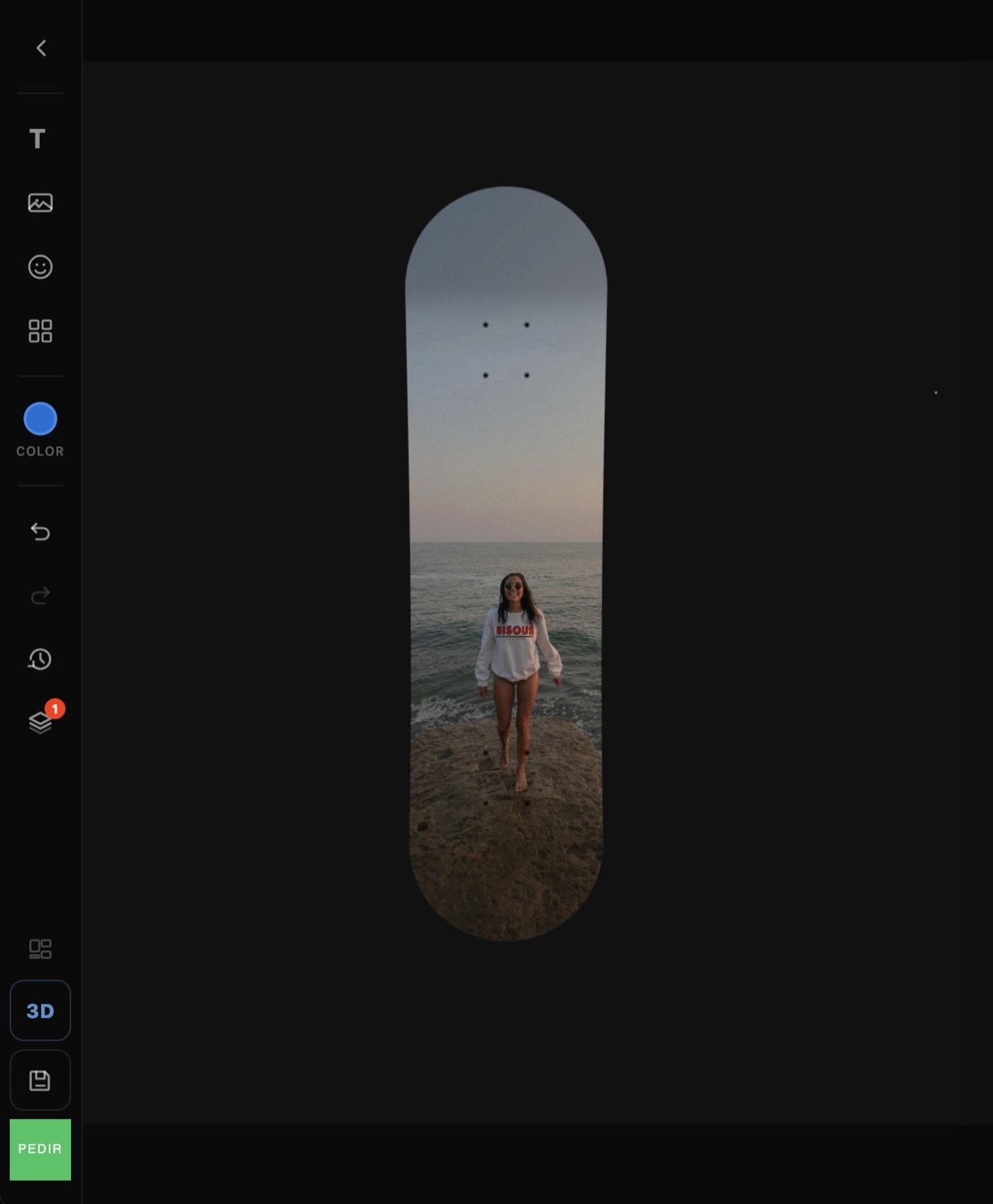 El editor de Skateboard Personalizado con un diseño abierto
